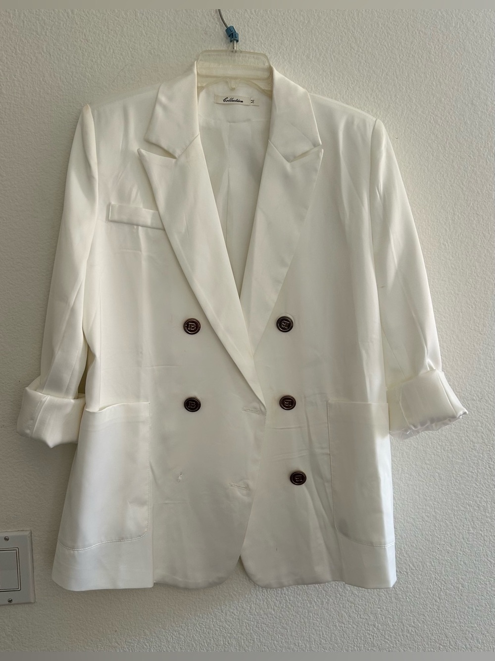 Collection B White Double-Breasted Women's Blazer